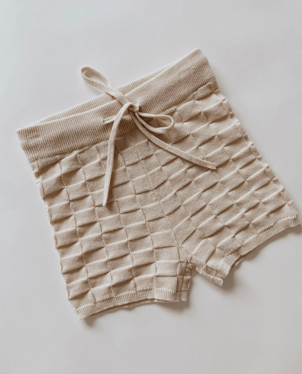 Knit Shorts - Beige Check
