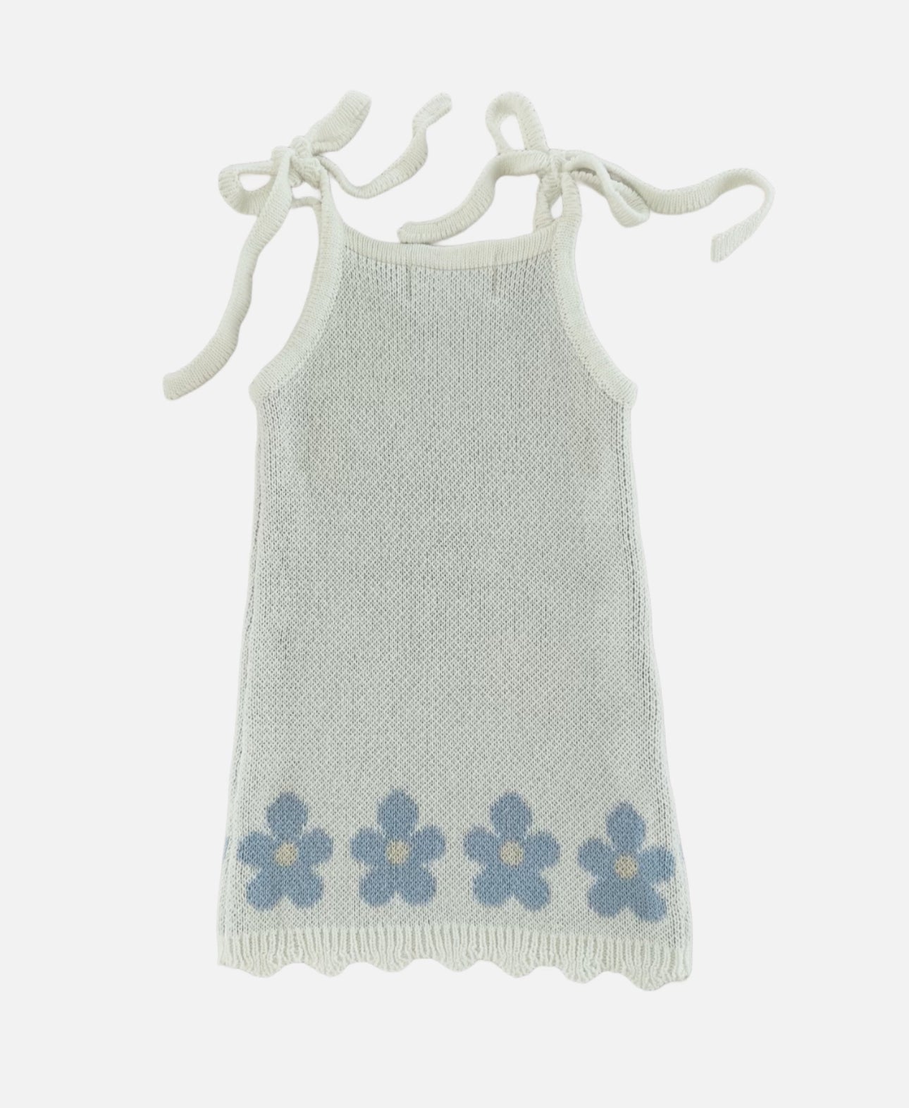 Flat lat of blossom knit dress reverse